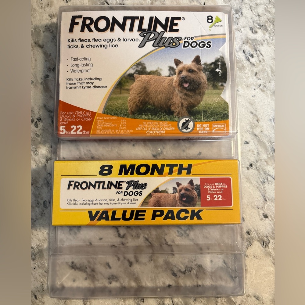 Frontline Plus for Small Dogs 5-22 lbs - 8 Doses Flea & Tick Treatment